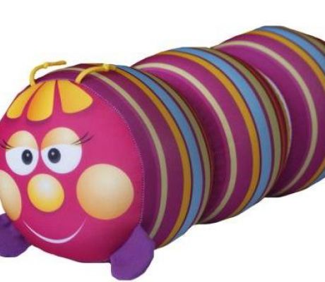 Подушки | Антистрессовые подушки-игрушки Подушка антистрессовая ''Гусеница" (малая) в полосочку розовая "Штучки" 