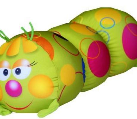 Подушки | Антистрессовые подушки-игрушки Подушка антистрессовая ''Гусеница" (малая) в горошек зеленая "Штучки" 